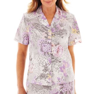 Alfred Dunner Provence Short Sleeve Paisley Print Blouse