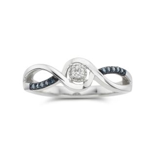 1/10 CT. T.W. Blue & White Diamond Promise Ring, Womens