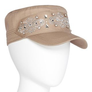 Scala Embroidered Cadet Cap, Khaki, Womens