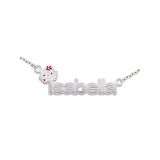 Girls Sterling Silver & Enamel Hello Kitty Personalized Name Necklace, White,