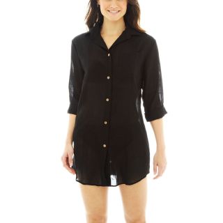 WEARABOUTS 3/4 Sleeve Big Shirt Cover Up, Black