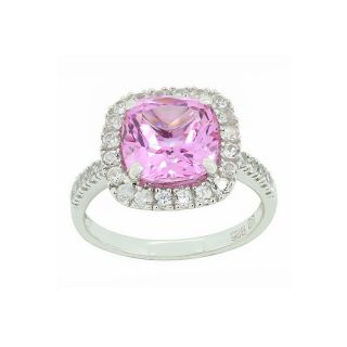 Lab Created Pink & White Sapphire Sterling Silver Ring, Womens