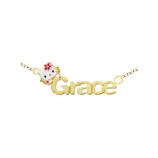 Girls Sterling Silver & Enamel Hello Kitty Personalized Name Necklace, Yellow,