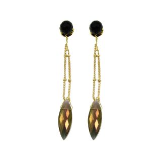 Gold Tone & Crystal Oval Earrings, Gray