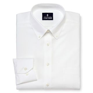 Stafford Signature Non Iron 100% Cotton Pocketed Dress Shirt, White, Mens