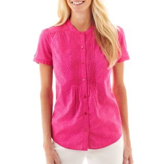 St. Johns Bay St. John s Bay Pintuck Woven Shirt, Pink