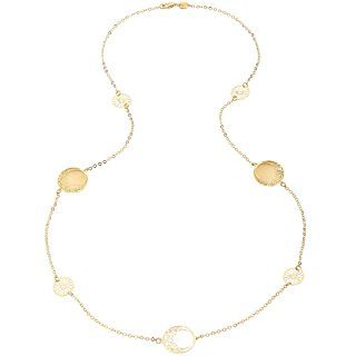 Flower Disc Necklace 10K Gold, No Color Family, Womens
