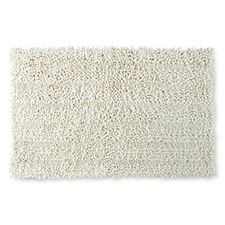 Chenille Lines Bath Rug Collection, White