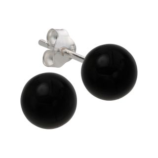 Bridge Jewelry Black Agate Ball Stud Earrings