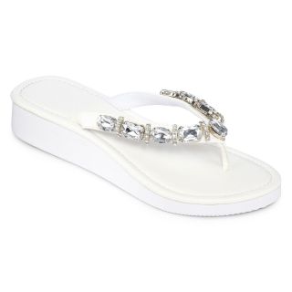 MIXIT Mixit Embellished Wedge Sandals, White, Womens