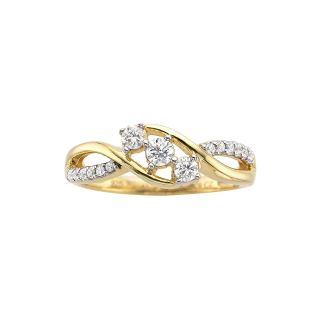 CT. T.W. Diamond 3 Stone Promise Ring, Yellow/Gold, Womens