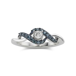 1/10 CT. T.W. Blue & White Diamond Twist Promise Ring, Womens