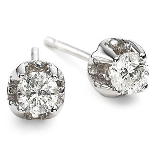True Love, Celebrate Romance 1/4 CT. T.W. Diamond Stud Earrings 14K White Gold,