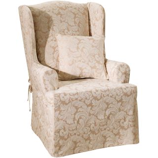 Sure Fit Scroll 1 pc. Wing Chair Slipcover, Champagne