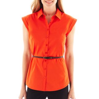 Worthington Extended Sleeve Essential Shirt, Orange