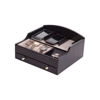 Mele & Co. Mens Java Finish Jewelry Box & Charging Station, Brown