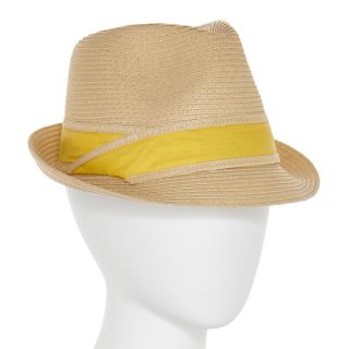 MIXIT Mixit Straw Fedora Hat, Yellow, Womens