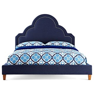HAPPY CHIC BY JONATHAN ADLER Crescent Heights Linen Upholstered Headboard, Navy