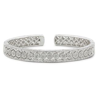 1/4 CT. T.W. Diamond Cuff Bangle Bracelet, White, Womens
