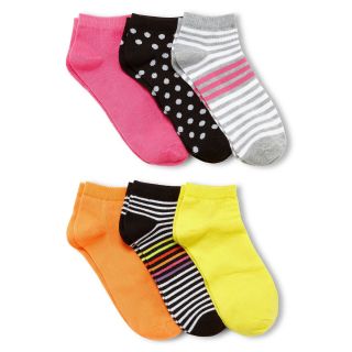 6 pk. Low Cut Socks, White/Pink, Womens