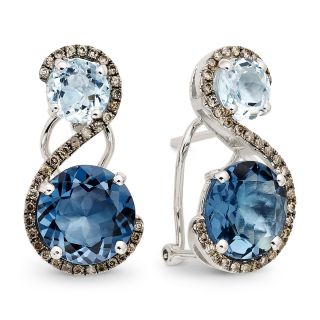 Closeout Le Vian Blue Topaz and CT. T.W. Chocolate Diamond Earrings, Wg (White