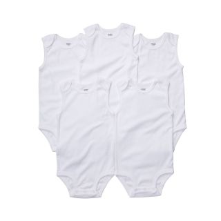 Carters 5 pk. Sleeveless Bodysuits, White, White