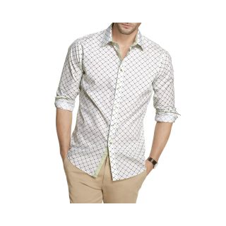 Van Heusen Long Sleeve Button Front Shirt, Green/White, Mens
