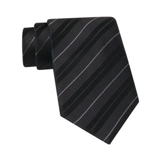 CLAIBORNE Textured Stripe Silk Tie, Black, Mens