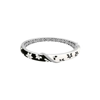 ONLINE ONLY   Diamond Accent Black & White Floral Print Bangle Bracelet, Womens