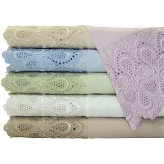 Grace Home Fashions 600tc Lace Easy Care Sheet Set, Lilac