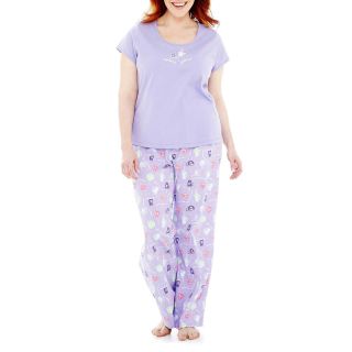 MIXIT Mixit Short Sleeve Pajama Set   Plus, Purple, Womens