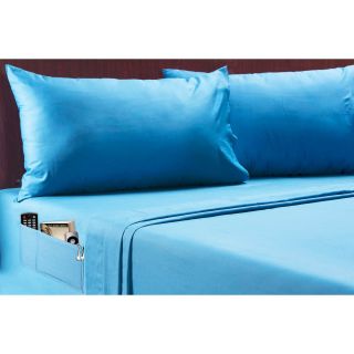 230tc Percale Pocket Sheet Set, Blue