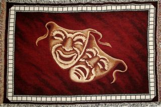 NEW Comedy Tragedy Deluxe Home Theater Throw Blanket in Burgundy