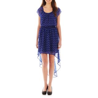 OLSENBOYE Short Sleeve High Low Print Dress, Sapphire (Blue)