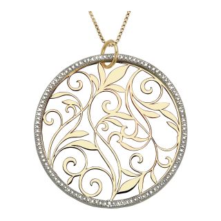 14K Gold Over Silver Diamond Accent Circle Pendant, Womens