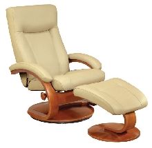 Mac Motion Euro Recliner and Ottoman in Cobblestone Leather (Model