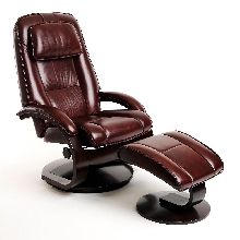 Mac Motion Euro Recliner and Ottoman in Merlot Leather (Model 52)