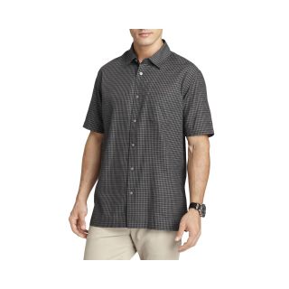 Van Heusen Short Sleeve Faux Linen Shirt, Black, Mens