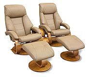 Mac Motion Double Euro Recliner and Ottoman Set in Sand Leather