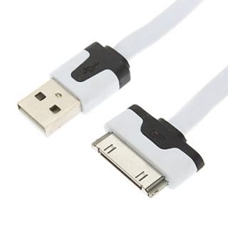 30 Pin Male to USB Male Data Sync Charging Flat Cable for iPhone 4/4S and Others (30pin, 300cm)