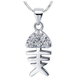 Hot Sale Graceful Fish Shape Slivery Alloy Necklace With Rhinestone(1 Pc)