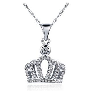 Vintage Crown Shape Slivery Alloy Necklace With Rhinestone(1 Pc)