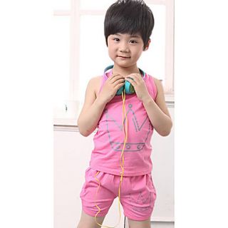 Boys Crown Print Casual Sleeveless Clothing Sets