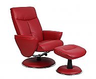 Mac Motion Euro Recliner and Ottoman in Red Bonded Leather (Model