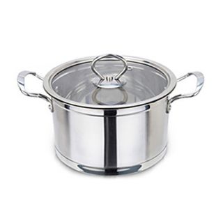 5 QT Stainless steel Soup Pot with Glass Cover, Dia 22cm x H13cm