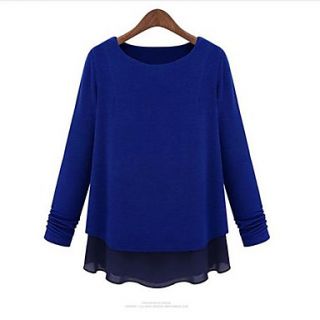 Womens Spring New Thicken Chiffon Splice Long Sleeve Sweater