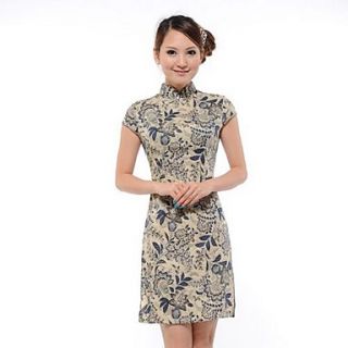 Womens Collar Fashion Blue And White Porcelain The Chinese Dress