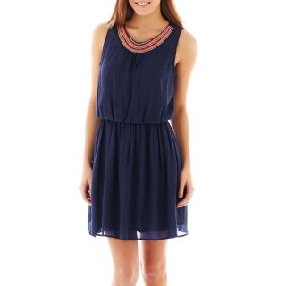 By & By Beaded Neck Dress, Navy