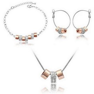 Gorgeous Alloy With Rhinestone Womens Jewelry Set Including Necklace,Earrings,Bracelet