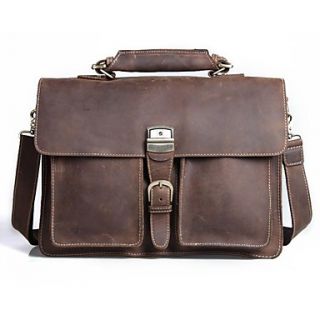 Mens Thick Bull Briefcase Heavy Duty Messenger Bag With Leather